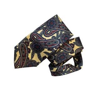 Christian‎ Dior Monsieur Silk Tie Yellow Paisley Vintage Made in USA Menswear